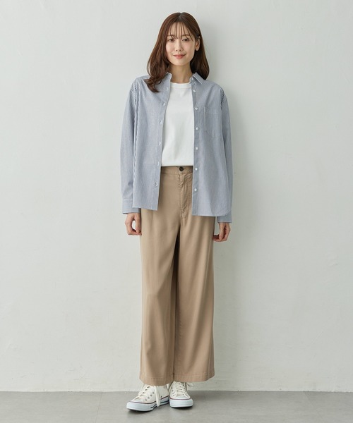 Petit Honfleur(プチオンフルール)の「ソフトタッチワイドパンツ【通年素材・ウエストゴム】(その他パンツ・レディース・チャコールグレー/モカ・M/L)」の11枚目の写真