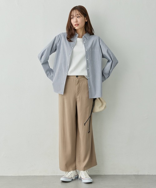 Petit Honfleur(プチオンフルール)の「ソフトタッチワイドパンツ【通年素材・ウエストゴム】(その他パンツ・レディース・チャコールグレー/モカ・M/L)」の13枚目の写真