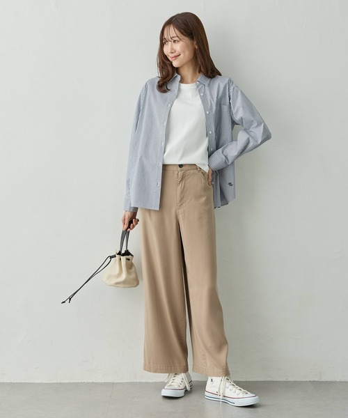 Petit Honfleur(プチオンフルール)の「ソフトタッチワイドパンツ【通年素材・ウエストゴム】(その他パンツ・レディース・チャコールグレー/モカ・M/L)」の14枚目の写真