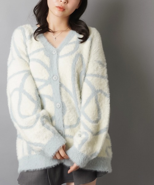 マーティーアンドサンズ カシミヤシャギーカーディガン ニット グレー