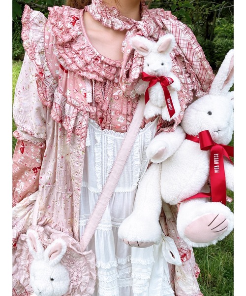 PINK HOUSE　ピンクハウス　うさぎ　ぬいぐるみ　コサージュ　ブローチ うさぎぬいぐるみコサージュ（ブローチ/コサージュ）｜PINK