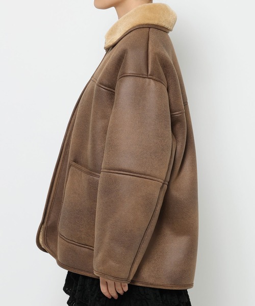 mysty woman（ミスティウーマン）の「ファーボンディングボマーブルゾン 600535（ブルゾン・レディース・ブラウン/ブラック・FREE）」の6枚目の写真