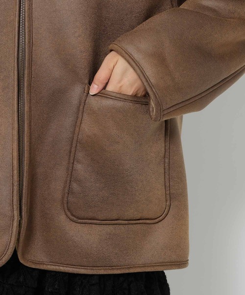 mysty woman（ミスティウーマン）の「ファーボンディングボマーブルゾン 600535（ブルゾン・レディース・ブラウン/ブラック・FREE）」の11枚目の写真