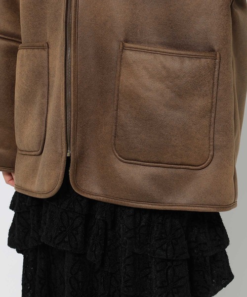 mysty woman（ミスティウーマン）の「ファーボンディングボマーブルゾン 600535（ブルゾン・レディース・ブラウン/ブラック・FREE）」の12枚目の写真