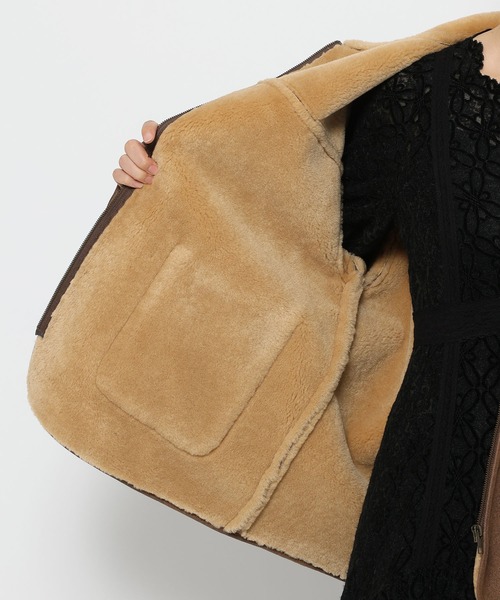 mysty woman（ミスティウーマン）の「ファーボンディングボマーブルゾン 600535（ブルゾン・レディース・ブラウン/ブラック・FREE）」の15枚目の写真