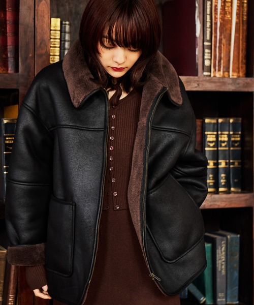 mysty woman（ミスティウーマン）の「ファーボンディングボマーブルゾン 600535（ブルゾン・レディース・ブラウン/ブラック・FREE）」の18枚目の写真