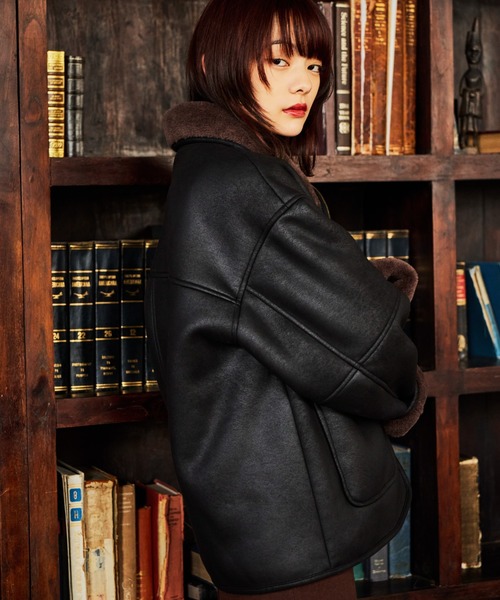 mysty woman（ミスティウーマン）の「ファーボンディングボマーブルゾン 600535（ブルゾン・レディース・ブラウン/ブラック・FREE）」の19枚目の写真