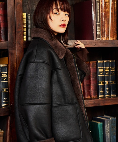 mysty woman（ミスティウーマン）の「ファーボンディングボマーブルゾン 600535（ブルゾン・レディース・ブラウン/ブラック・FREE）」の20枚目の写真