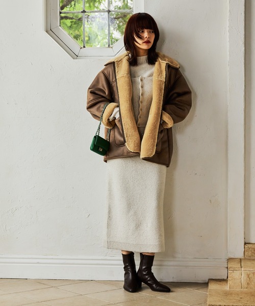 mysty woman（ミスティウーマン）の「ファーボンディングボマーブルゾン 600535（ブルゾン・レディース・ブラウン/ブラック・FREE）」の21枚目の写真