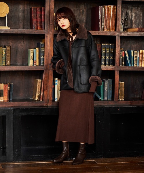 mysty woman（ミスティウーマン）の「ファーボンディングボマーブルゾン 600535（ブルゾン・レディース・ブラウン/ブラック・FREE）」の17枚目の写真