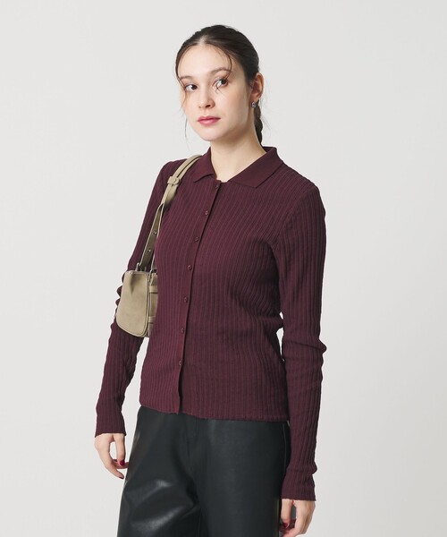 BEAUTY&YOUTH UNITED ARROWS（ビューティーアンドユースユナイテッドアローズ）の「コットン タックリブ カーディガン（カーディガン/ボレロ・レディース・ワイン/ネイビー/その他1・FREE）」の2枚目の写真