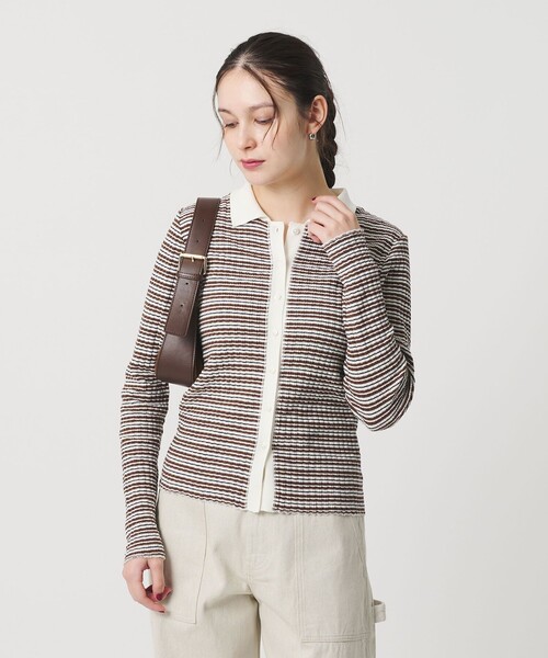 BEAUTY&YOUTH UNITED ARROWS（ビューティーアンドユースユナイテッドアローズ）の「コットン タックリブ カーディガン（カーディガン/ボレロ・レディース・ワイン/ネイビー/その他1・FREE）」の10枚目の写真