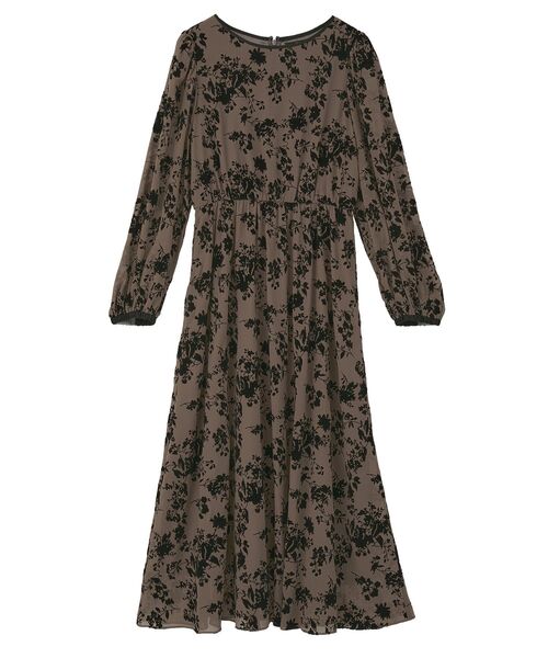 【試着のみ】Na＋h フロッキープリントのワンピース ボタニカル柄フロッキープリントワンピース（ワンピース）｜YECCA