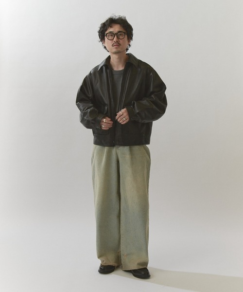 Lui's（ルイス）の「NATURAL TAN SHEEP LEATHER /本革レザーブルゾン（ブルゾン・メンズ・ブラック・M/S）」の9枚目の写真