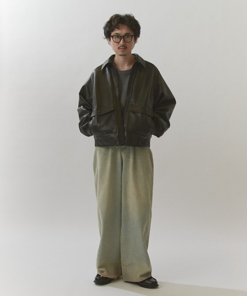 Lui's（ルイス）の「NATURAL TAN SHEEP LEATHER /本革レザーブルゾン（ブルゾン・メンズ・ブラック・M/S）」の10枚目の写真