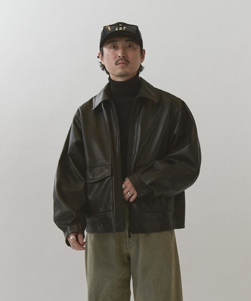 Lui's（ルイス）の「NATURAL TAN SHEEP LEATHER /本革レザーブルゾン（ブルゾン・メンズ・ブラック・M/S）」の19枚目の写真