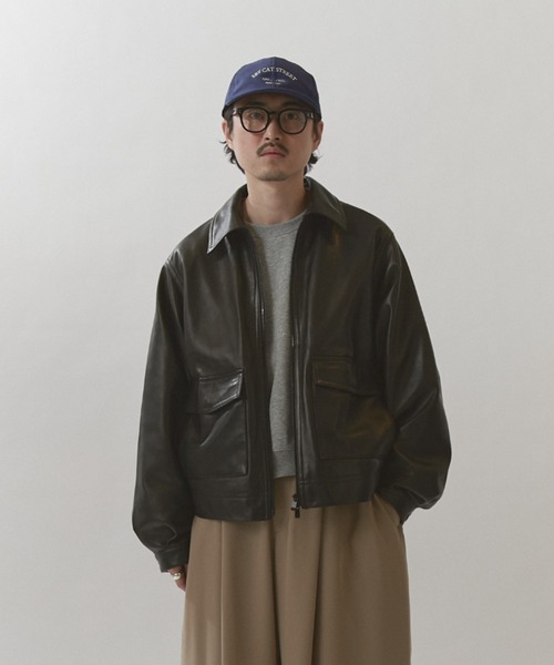 Lui's（ルイス）の「NATURAL TAN SHEEP LEATHER /本革レザーブルゾン（ブルゾン・メンズ・ブラック・M/S）」の3枚目の写真