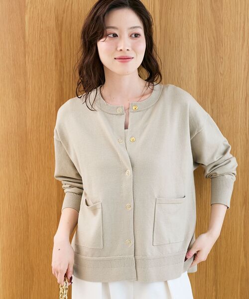 le.coeur blanc（ルクールブラン）の「リングボタンクルーカーディガン（カーディガン/ボレロ・レディース・ブラウン系その他2/ブラック系その他/ダークグリーン/ボルドー/ベージュ・38）」の9枚目の写真