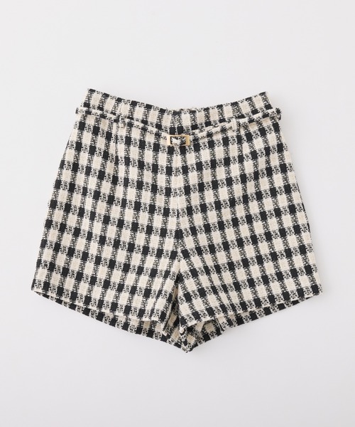 one after another NICE CLAUP（ワンアフターアナザーナイスクラップ）の「ベルト付きショートパンツ（その他パンツ・レディース・チャコールグレー/ブラック/ホワイト×ブラック/ホワイト・FREE）」の17枚目の写真