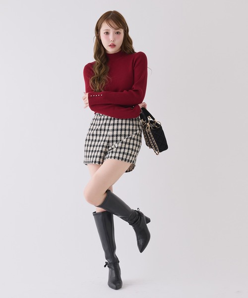 one after another NICE CLAUP（ワンアフターアナザーナイスクラップ）の「ベルト付きショートパンツ（その他パンツ・レディース・チャコールグレー/ブラック/ホワイト×ブラック/ホワイト・FREE）」の9枚目の写真