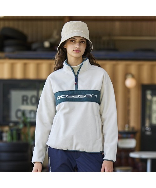 ROSASEN(ロサーセン)の「【Rosasen/GOLF】ウォームシールドフリース ハーフジップ切替プルオーバー(その他トップス・レディース・グリーン/アイボリー・L/M)」の2枚目の写真