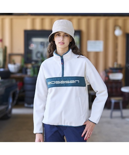 ROSASEN(ロサーセン)の「【Rosasen/GOLF】ウォームシールドフリース ハーフジップ切替プルオーバー(その他トップス・レディース・グリーン/アイボリー・L/M)」の3枚目の写真