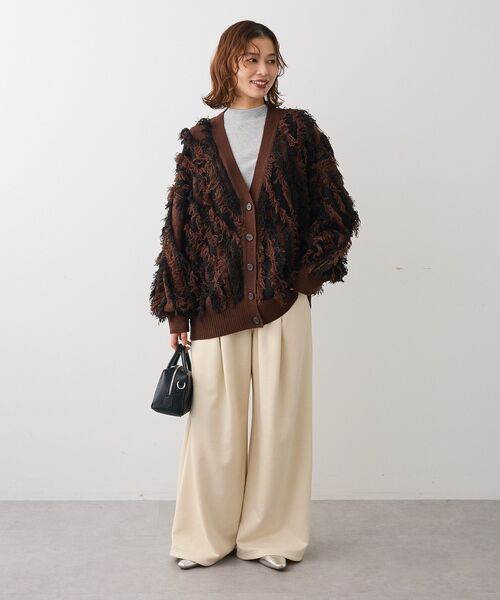 ELENCARE DUE(エレンカーレデュエ)の「・ELENCARE DUE フリンジジャカードカーディガン(カーディガン/ボレロ・レディース・ブラウン/グレー/ベージュ・FREE)」の4枚目の写真