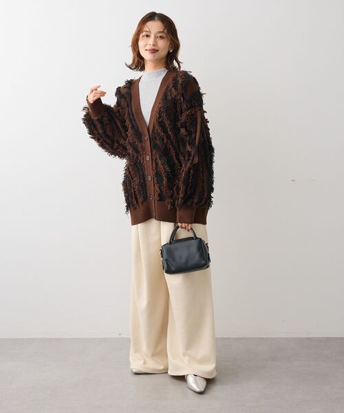 ELENCARE DUE(エレンカーレデュエ)の「・ELENCARE DUE フリンジジャカードカーディガン(カーディガン/ボレロ・レディース・ブラウン/グレー/ベージュ・FREE)」の5枚目の写真