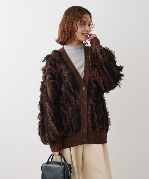 ELENCARE DUE(エレンカーレデュエ)の「・ELENCARE DUE フリンジジャカードカーディガン(カーディガン/ボレロ・レディース・ブラウン/グレー/ベージュ・FREE)」の8枚目の写真