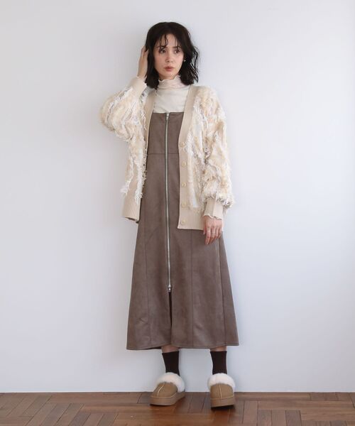 ELENCARE DUE(エレンカーレデュエ)の「・ELENCARE DUE フリンジジャカードカーディガン(カーディガン/ボレロ・レディース・ブラウン/グレー/ベージュ・FREE)」の11枚目の写真