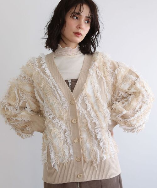 ELENCARE DUE(エレンカーレデュエ)の「・ELENCARE DUE フリンジジャカードカーディガン(カーディガン/ボレロ・レディース・ブラウン/グレー/ベージュ・FREE)」の13枚目の写真