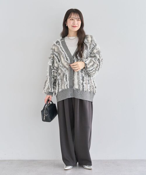 ELENCARE DUE(エレンカーレデュエ)の「・ELENCARE DUE フリンジジャカードカーディガン(カーディガン/ボレロ・レディース・ブラウン/グレー/ベージュ・FREE)」の14枚目の写真