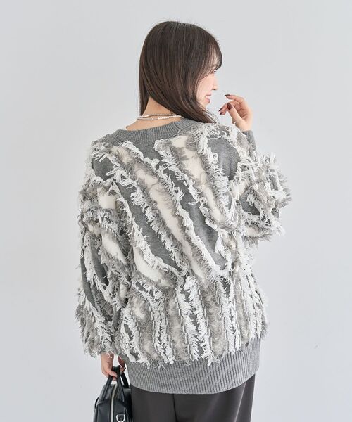 ELENCARE DUE(エレンカーレデュエ)の「・ELENCARE DUE フリンジジャカードカーディガン(カーディガン/ボレロ・レディース・ブラウン/グレー/ベージュ・FREE)」の19枚目の写真