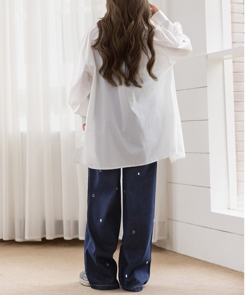 DAY CLOSET（デイ クローゼット）の「【ゆるっと可愛い小粒ハート刺繍】ハイウエスト デニム パンツ レディース（デニムパンツ・レディース・ネイビー/ブラック・S/M/L）」の13枚目の写真