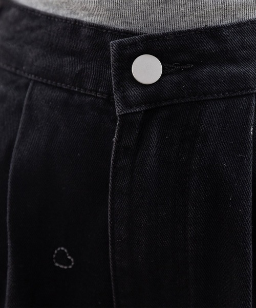 DAY CLOSET（デイ クローゼット）の「【ゆるっと可愛い小粒ハート刺繍】ハイウエスト デニム パンツ レディース（デニムパンツ・レディース・ネイビー/ブラック・S/M/L）」の15枚目の写真