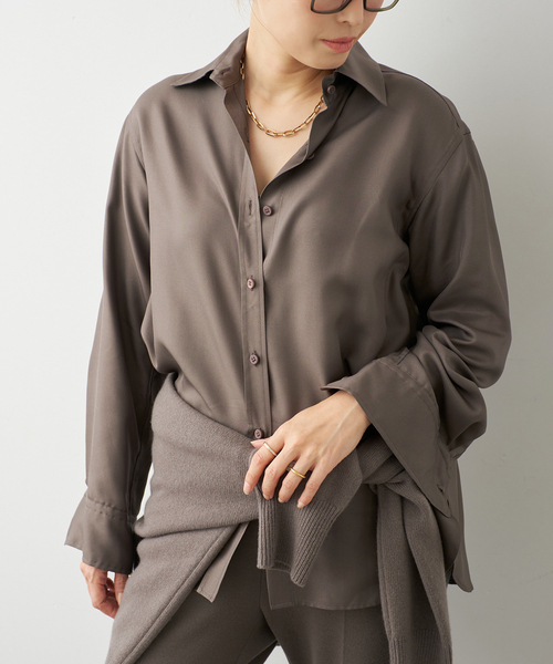 Deuxieme Classe（ドゥーズィエムクラス）の「Silk Looker シャツ（シャツ/ブラウス・レディース・モカ/キャメル・FREE）」の5枚目の写真