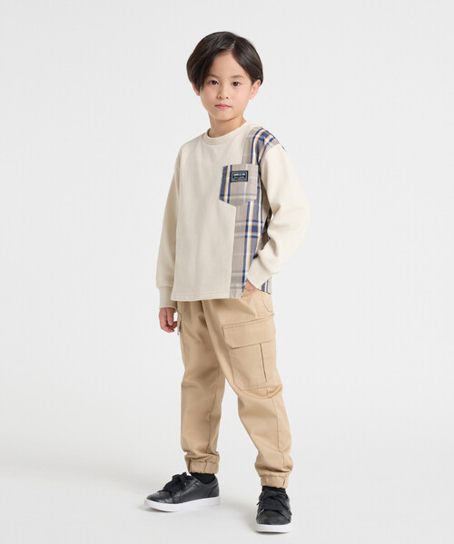 COMME CA ISM（コムサイズム）の「チェック 切り替え トレーナー（スウェット・キッズ・ベージュ系/ネイビー系・100cm/110cm/120cm/130cm/140cm/150cm）」の3枚目の写真