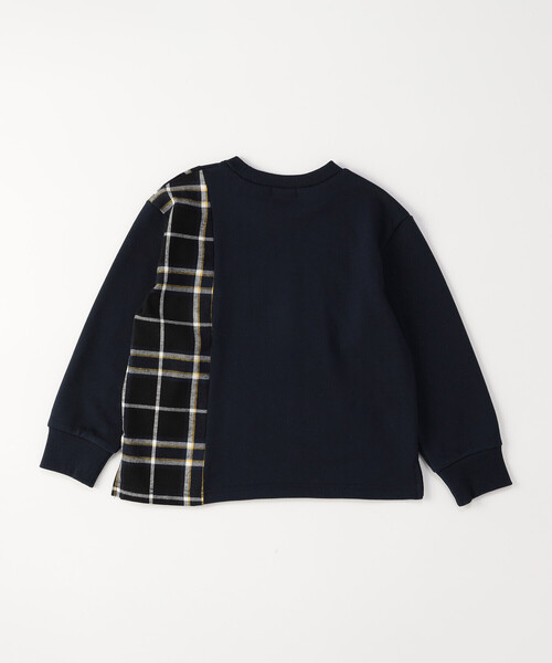 COMME CA ISM（コムサイズム）の「チェック 切り替え トレーナー（スウェット・キッズ・ベージュ系/ネイビー系・100cm/110cm/120cm/130cm/140cm/150cm）」の4枚目の写真