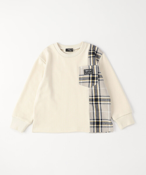 COMME CA ISM（コムサイズム）の「チェック 切り替え トレーナー（スウェット・キッズ・ベージュ系/ネイビー系・100cm/110cm/120cm/130cm/140cm/150cm）」の5枚目の写真