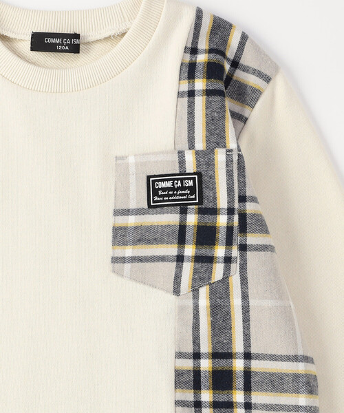 COMME CA ISM（コムサイズム）の「チェック 切り替え トレーナー（スウェット・キッズ・ベージュ系/ネイビー系・100cm/110cm/120cm/130cm/140cm/150cm）」の8枚目の写真