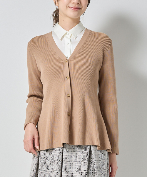 NARACAMICIE(ナラカミーチェ)の「【NARACAMICIE】フレアペプラムカーディガン(カーディガン/ボレロ・レディース・ブラウン/ブラック・M)」の1枚目の写真