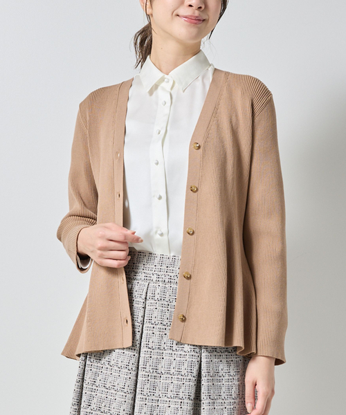 NARACAMICIE(ナラカミーチェ)の「【NARACAMICIE】フレアペプラムカーディガン(カーディガン/ボレロ・レディース・ブラウン/ブラック・M)」の4枚目の写真