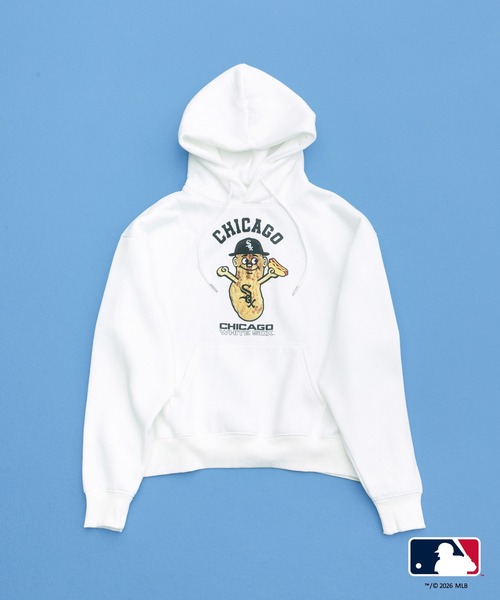 WCJ（ダブルシージェイ）の「MLB HOODIE（パーカー・レディース・ブルー/オレンジ/ネイビー/ブラック/チャコール/グレー/ライトブルー/ホワイト・FREE/XX-LARGE）」の2枚目の写真
