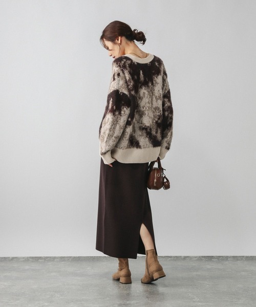 GLOBAL WORK（グローバルワーク）の「柄シャギーカーディガン＊スカートセット/580928（ワンピース・レディース・キャメル/ライトグレー・LARGE/MEDIUM）」の6枚目の写真