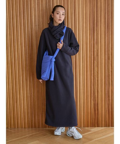 emmi（エミ）の「【セットアイテム】eco ストール付きフリースワンピース（ワンピース・レディース・ミント/ネイビー/ブルー・0/1）」の2枚目の写真