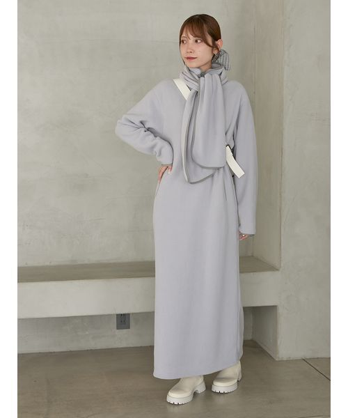 emmi（エミ）の「【セットアイテム】eco ストール付きフリースワンピース（ワンピース・レディース・ミント/ネイビー/ブルー・0/1）」の15枚目の写真