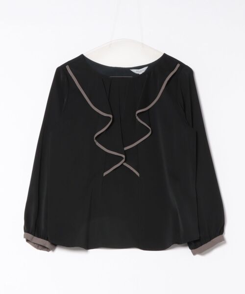 m.f.editorial(エムエフエディトリアル)の「【Tブラウス ストレッチ イージーケア】m.f.エディトリアル レディース パイピング フリル 長袖 プルオーバー ブラウス(シャツ/ブラウス・レディース・ブラック/ベージュ/イエロー・LARGE/MEDIUM)」の18枚目の写真