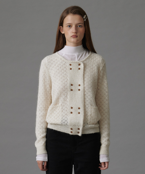 TTUDEMENT(トュードメント)の「ALPACA EYELET CARDIGAN CREAM(カーディガン/ボレロ・レディース・その他・FREE)」の1枚目の写真