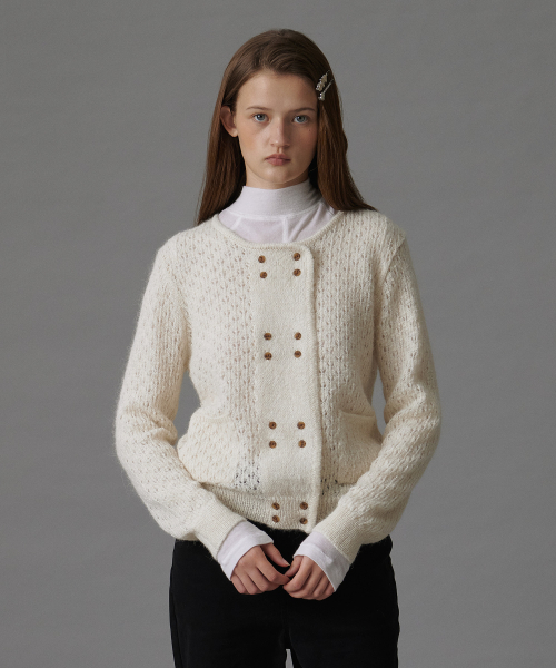 TTUDEMENT(トュードメント)の「ALPACA EYELET CARDIGAN CREAM(カーディガン/ボレロ・レディース・その他・FREE)」の2枚目の写真