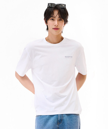 男性クールバックポイントグラフィック半袖Tシャツ-ホワイト